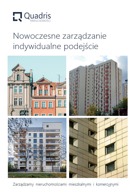 Kolaż czterech zdjęć budynków mieszkalnych o różnej architekturze, reprezentujących nowoczesne zarządzanie nieruchomościami mieszkalnymi i komercyjnymi.