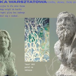 Julanicniewie - Galeria prac artystycznych: rzeźby gipsowe 'Nel' i 'Doba' oraz pastel 'Aura' na teksturze. Prezentacja sztuki warsztatowej, form przestrzennych i obrazów.