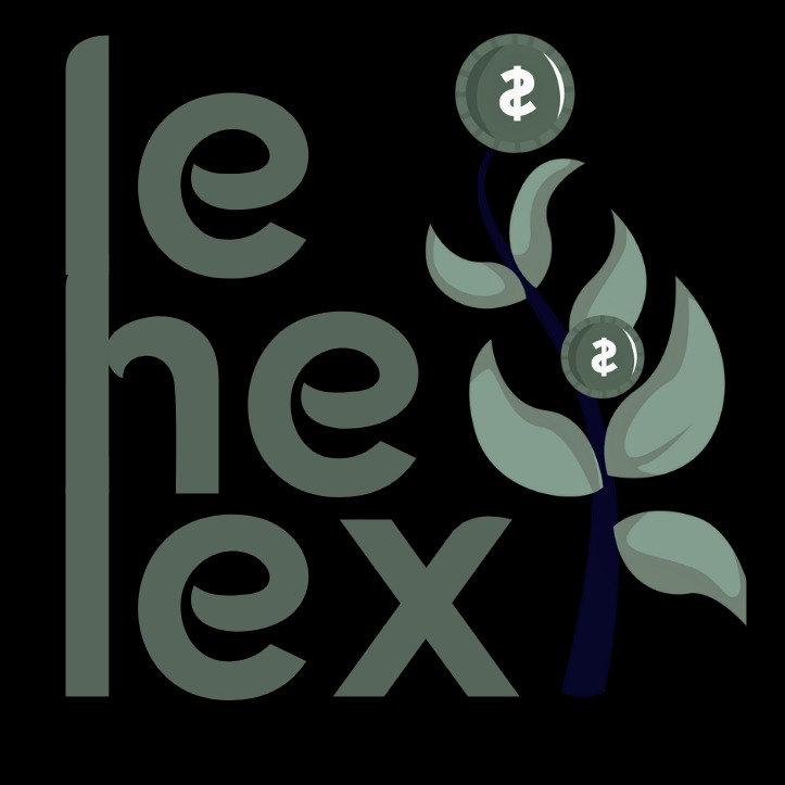 Grafika: stylizowany napis 'hex' z rośliną, na której zamiast kwiatów rosną monety z symbolem dolara. Ciemne tło, stonowana kolorystyka.
