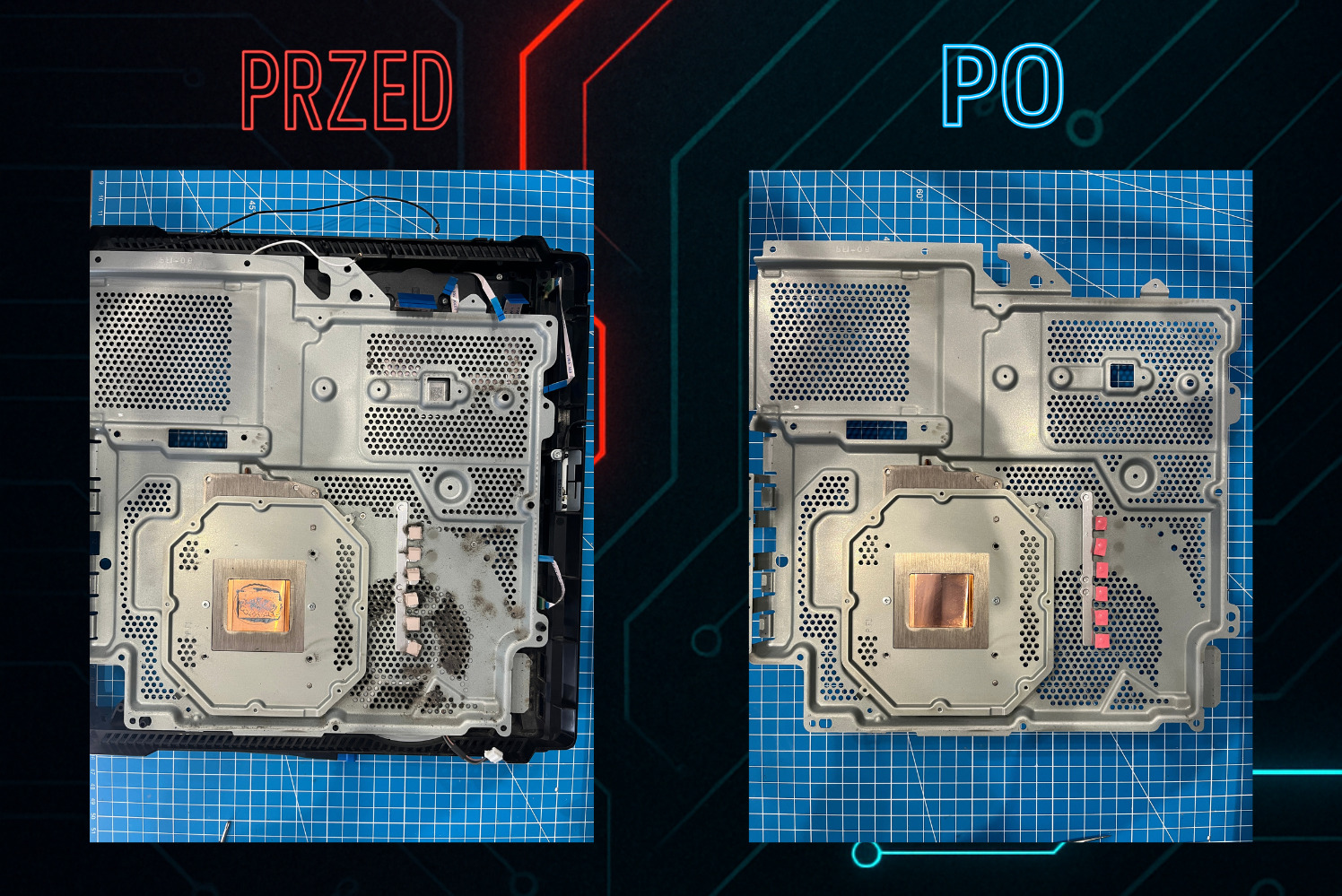 Wymiana starych zużytych termopadów na nowe świeże.