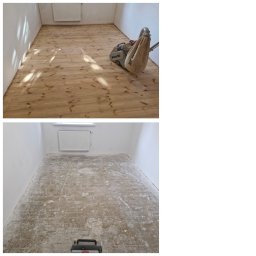 Renowacja podłogi drewnianej pokrytej kilkoma warstwami farby olejnej  🙂