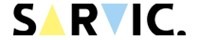 Logo firmy SARVIC z żółtym i niebieskim trójkątem w nazwie, na białym tle. Czarny, pogrubiony font, kropka na końcu nazwy.