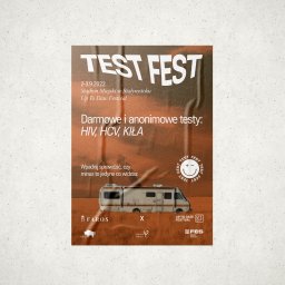 Plakat reklamujący stoisko NGO na festiwalu techno.
