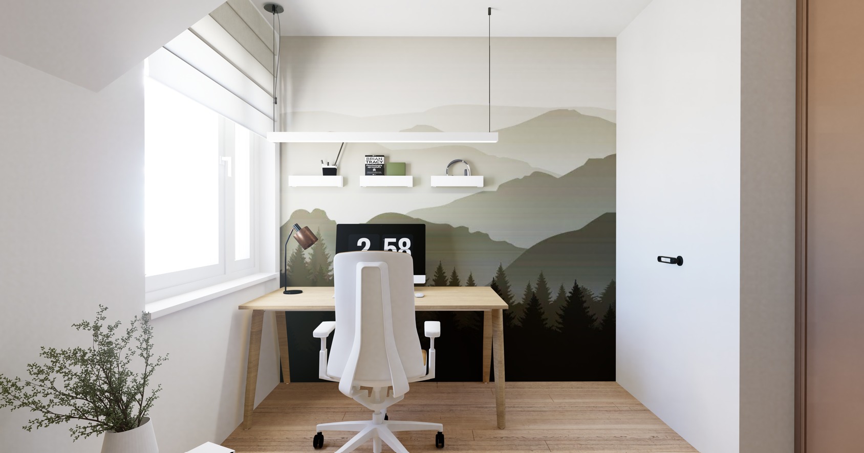 Biuro home office oraz kuchnia z jadalnią