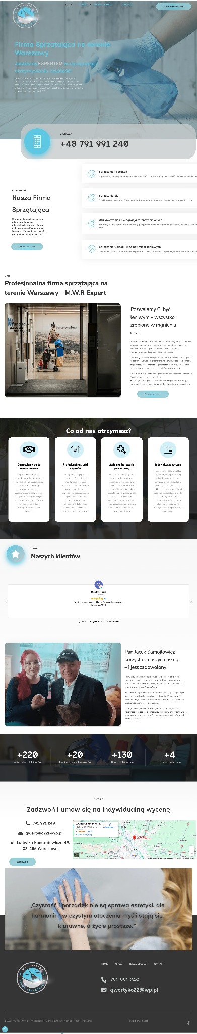 Strona internetowa dla firmy sprzątającej z Warszawy