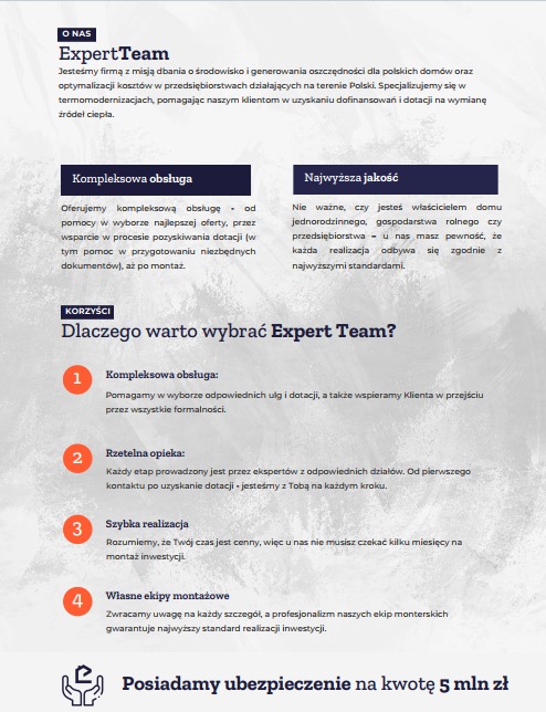 Grafika reklamowa ExpertTeam: kompleksowa obsługa, wysoka jakość, wsparcie w dotacjach, szybka realizacja, własne ekipy montażowe i ubezpieczenie na 5 mln zł.