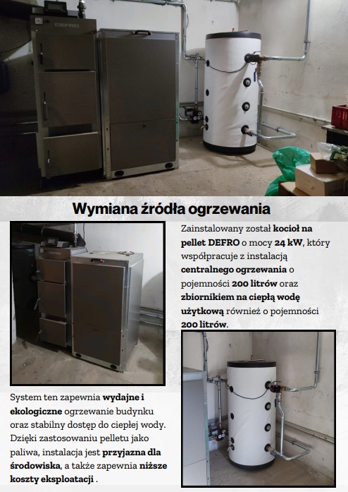 Kocioł na pellet DEFRO o mocy 24 kW ze zbiornikiem 200l, element instalacji centralnego ogrzewania. Nowoczesne rozwiązanie grzewcze w kotłowni.