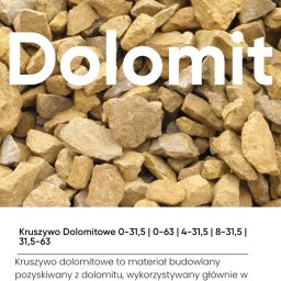Masbet - Kruszywo dolomitowe w Jaworznie. Zbliżenie na kamienie o różnych frakcjach, wykorzystywane w budownictwie drogowym i stabilizacji gruntu. Materiał budowlany.