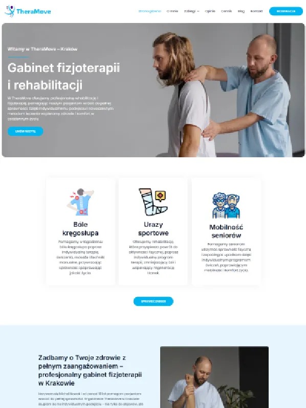 Strona internetowa dla gabinetu fizjoterapii i rehabilitacji.