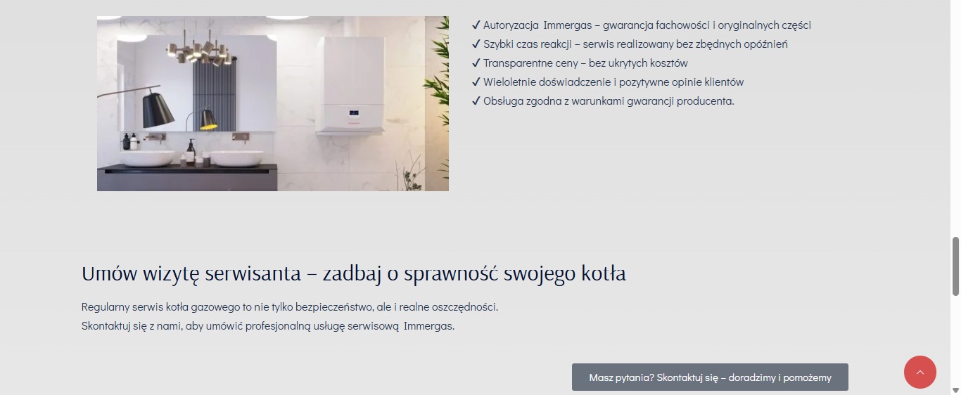 wykonana strona dla autoryzowanego serwisu IMMERGAS