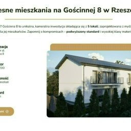 Strona dla Dewelopera Budowlanego prezentująca jego najnowszą inwestycję. 