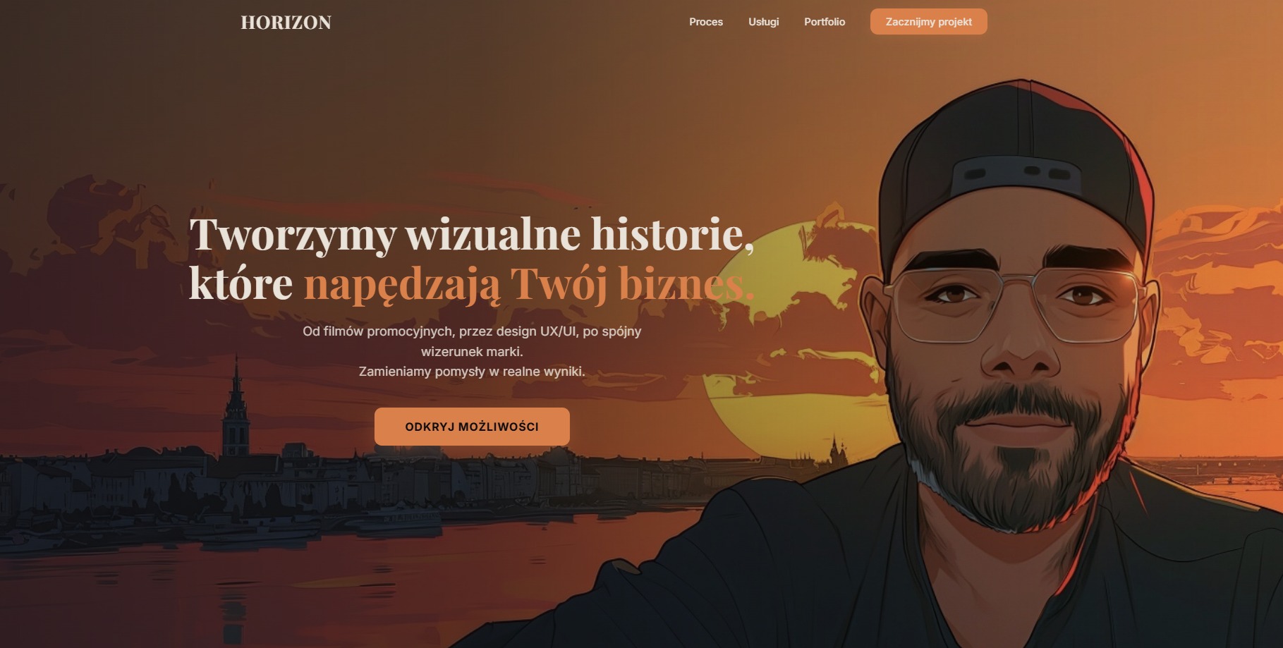 Strona dla Freelancera Graficznego prezentująca jego portfolio.