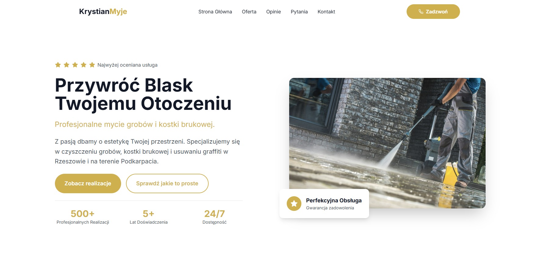 Strona dla Pana, który zajmuje się profesjonalnym czyszczeniem grobów oraz kostki brukowej.