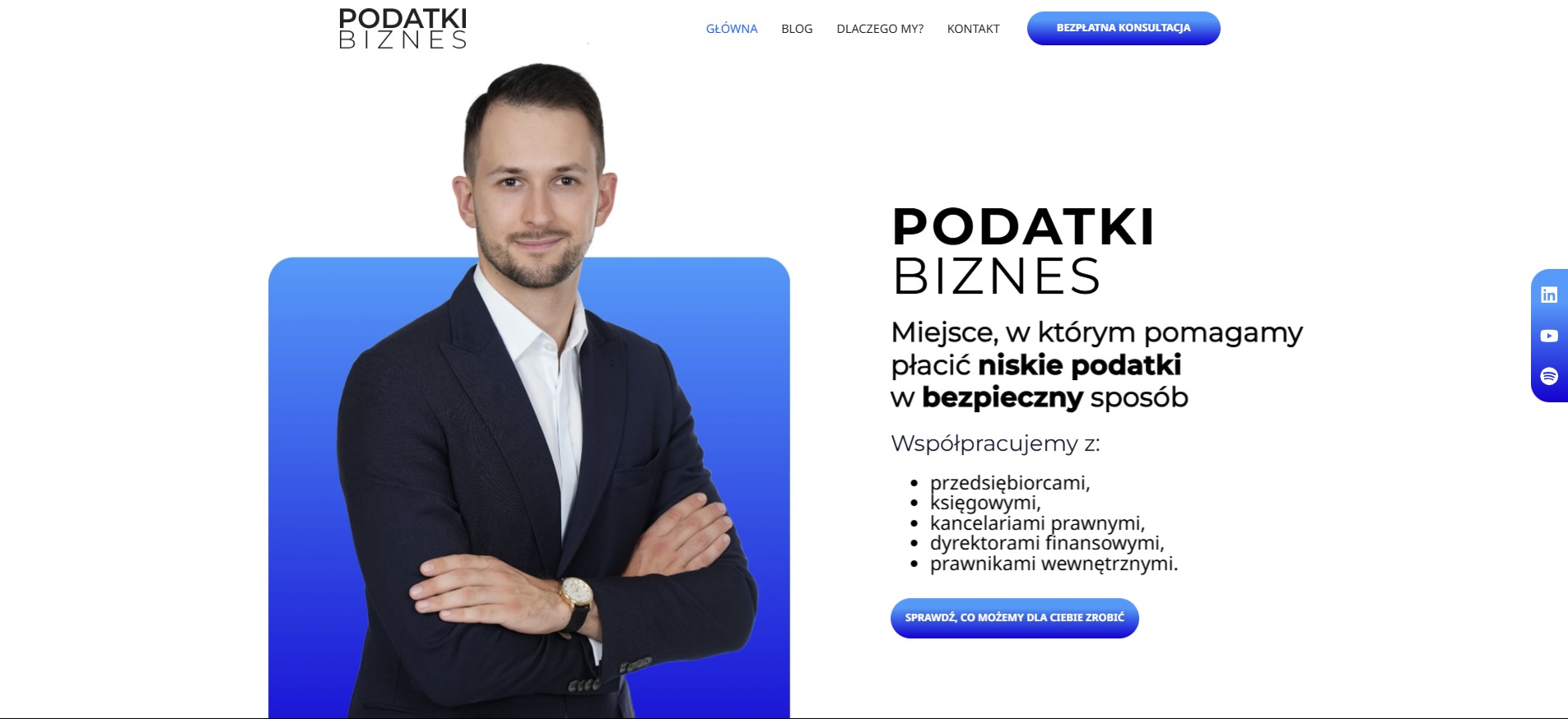 Strona dla Doradcy Podatkowego - prezentująca jego ofertę oraz specjalizację.