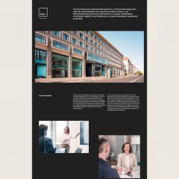 Brandfeld - Strona internetowa firmy doradczej z budynkiem w tle, filozofią i zdjęciami zespołu, utrzymana w czarno-białej tonacji z akcentami kolorystycznymi.