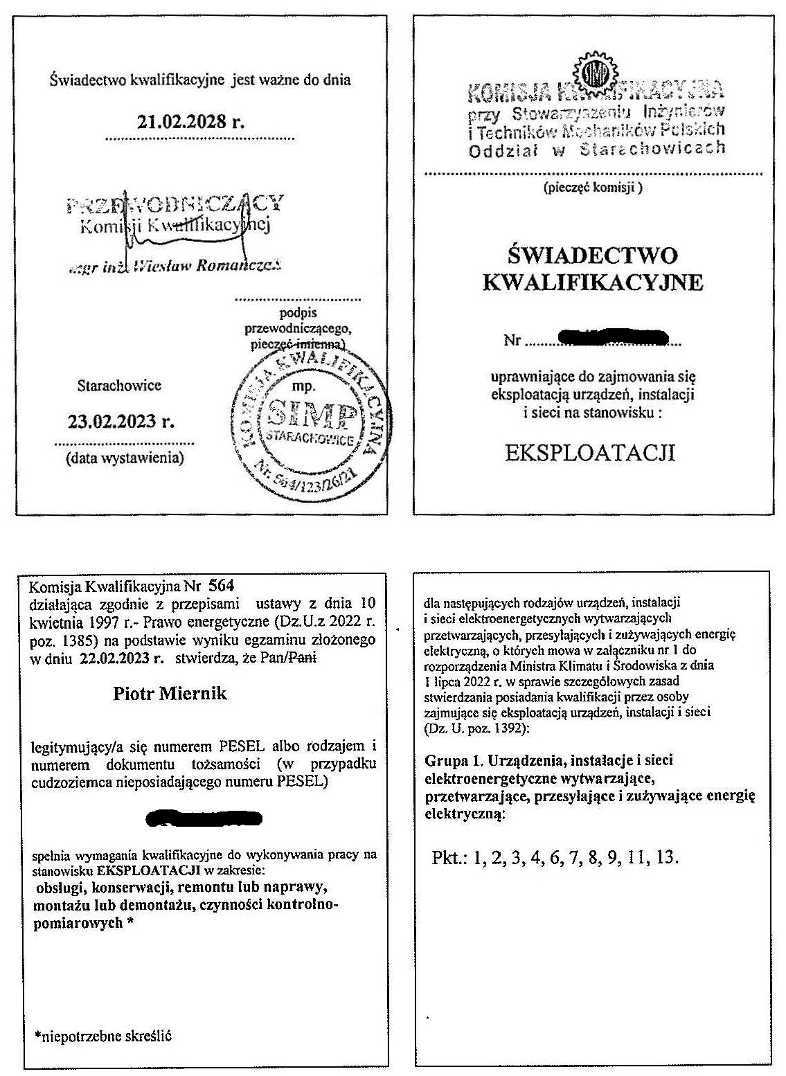 Kwalifikacje G1 Eksploatacja do 110kV + pomiary