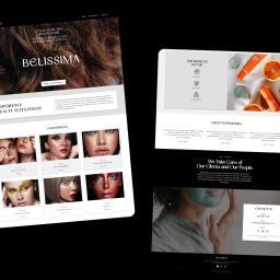 AK Web & Design Anastasiia Kupriianets - Responsywna strona salonu kosmetycznego Belissima. Galeria usług, opinie klientów i formularz rezerwacji. Estetyka premium, przejrzystość, UX i mobilność.