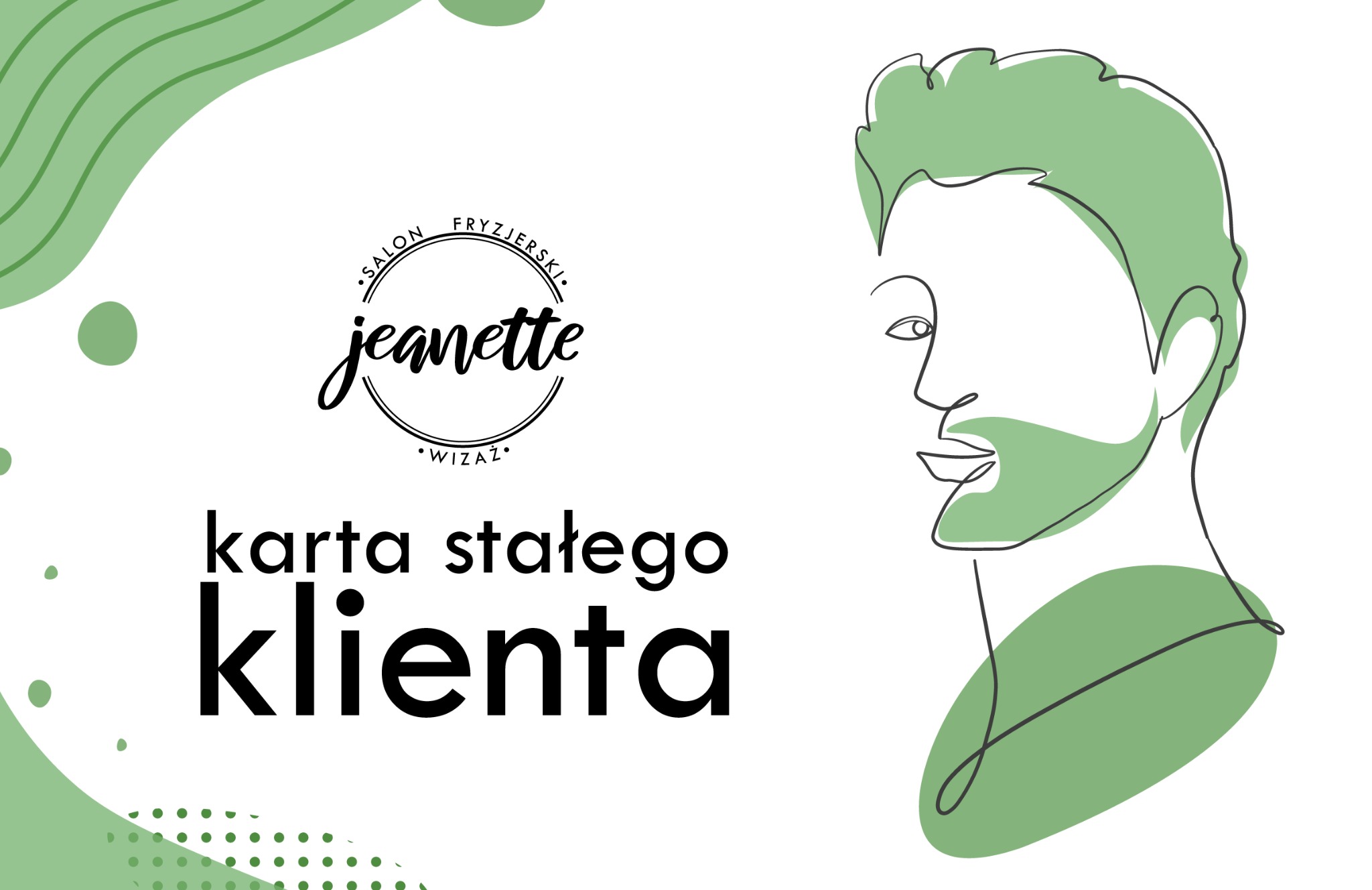 przód karty stałego klienta dla mężczyzn do salonu kosmetycznego