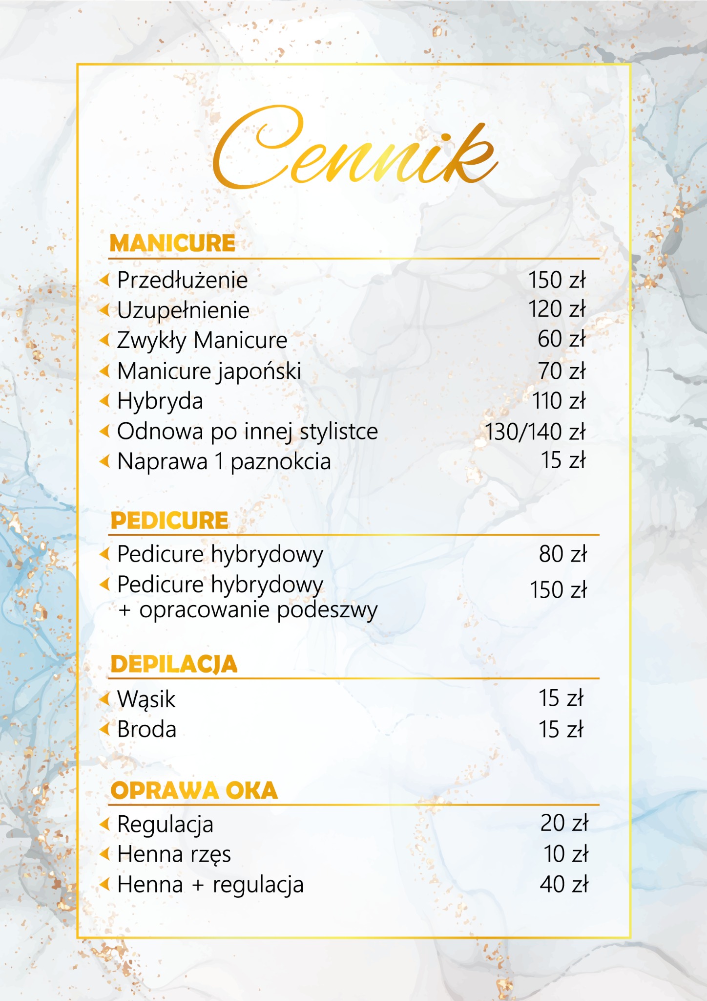 cennik dla salonu kosmetycznego