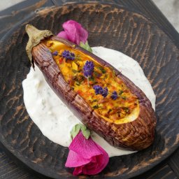 Bakłażan nadziewany, wersja vege