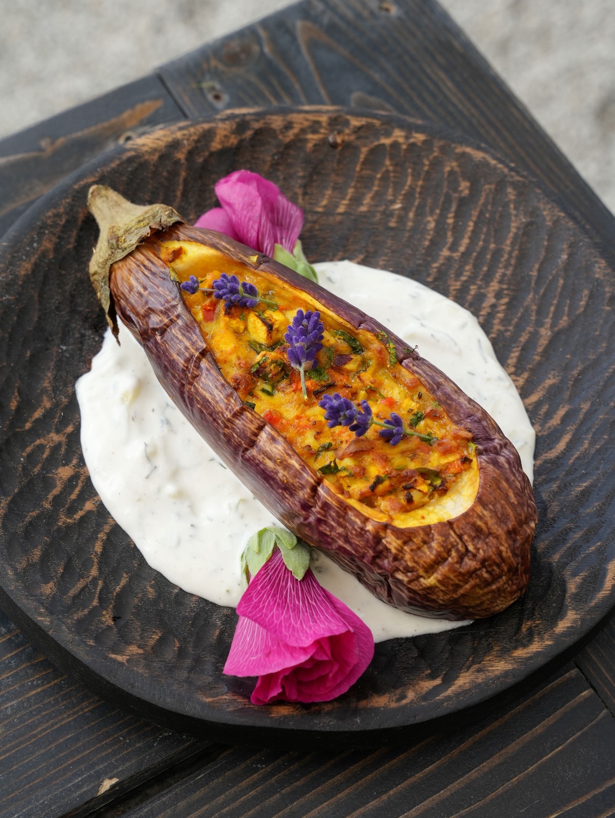 Bakłażan nadziewany, wersja vege