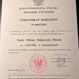 Certyfikat Ministra Finansów