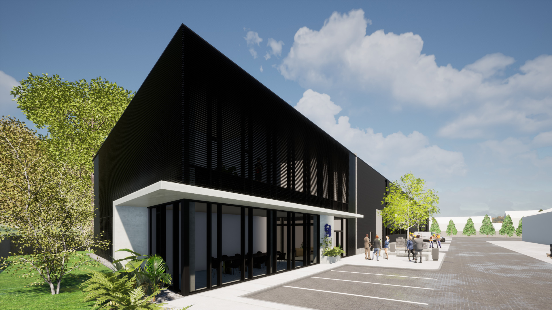 Hala warsztatowa z biurowcem