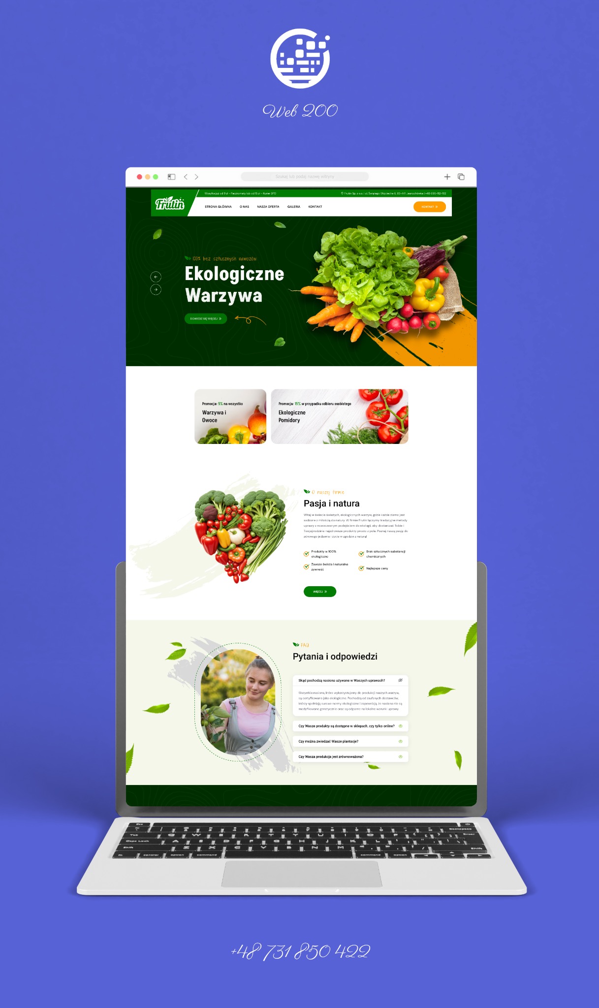 Strona internetowa wykonana dla producenta żywności ekologicznej z Jasnochówka