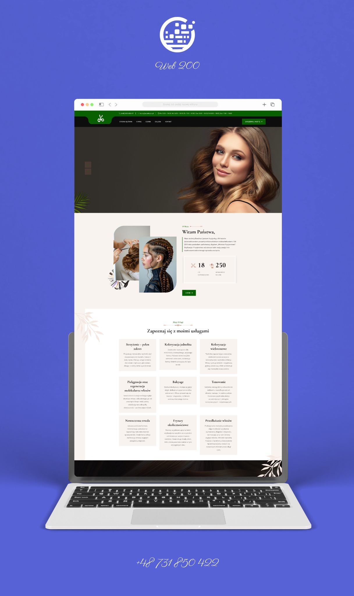 Strona internetowa przygotowana dla salonu fryzjerskiego.