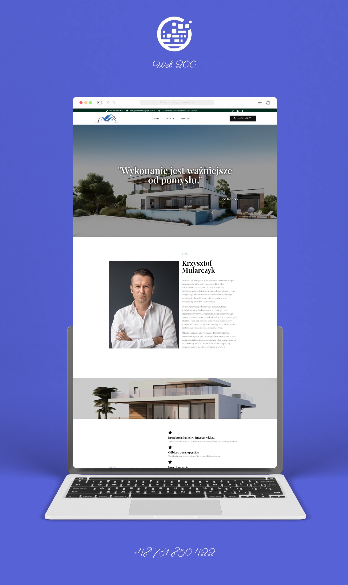 Strona WWW przygotowana dla Pana Krzysztofa, który jest inspektorem nadzoru inwestorskiego