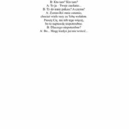 Tekst w języku polskim zatytułowany 'Zaufanie', przedstawiony w formie dialogu między dwiema osobami, na białym tle. Czcionka czytelna, minimalistyczny układ.