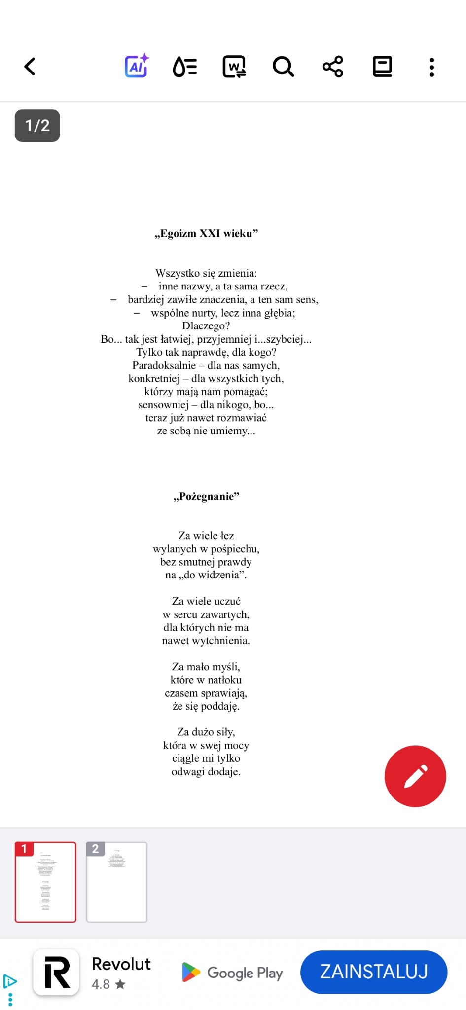 ....moje ostatnie wiersze....