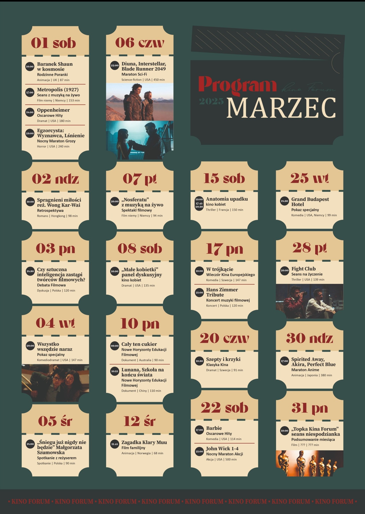 projekt harmonogramu kina na dany miesiąc