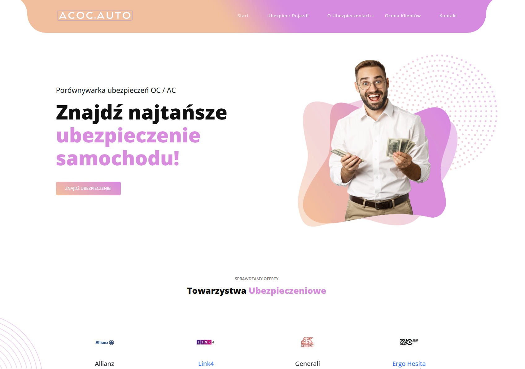 prosty serwis o ubezpieczeniach komunikacyjnych. wykonany w html. bez panelu do edycji.