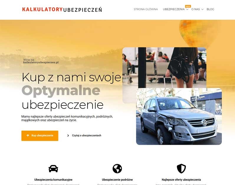 strona i blog z porównywarkami ubezpieczeń. wordpress