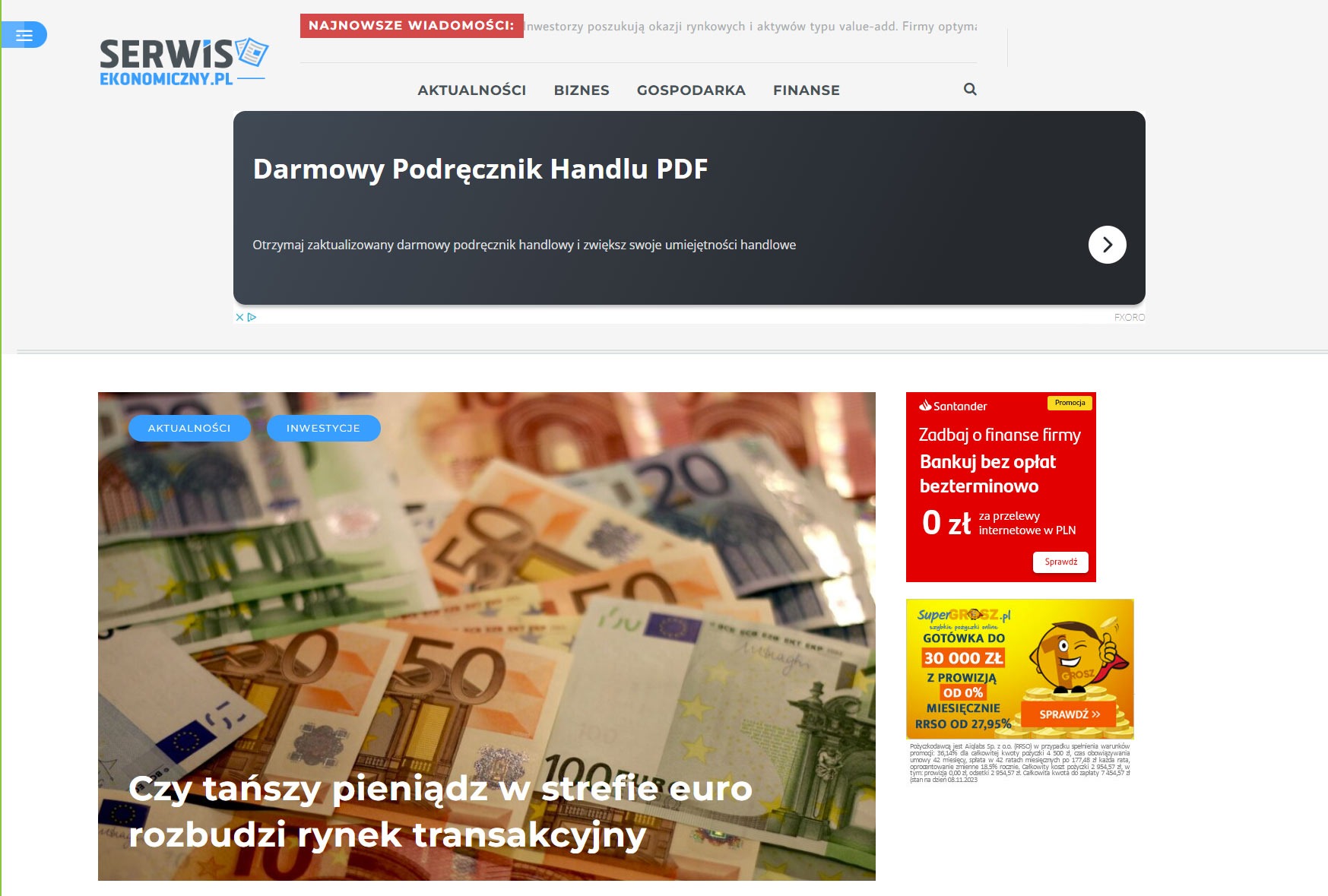 serwis www o tematyce ekonomicznej. wordpress