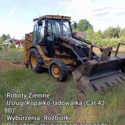 -Roboty Ziemne 
-Usługi Koparko-ładowarką (CAT 428D)
-Wyburzenia-Rozbiórki 
-Posiadamy również ziemię na podniesienie terenu 
Tel:574017468,796329869