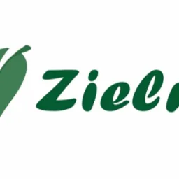 Logo 'Zielnik' z zielonym motywem liści w kształcie serca. Nazwa firmy napisana ozdobną czcionką w tym samym odcieniu zieleni, na białym tle.