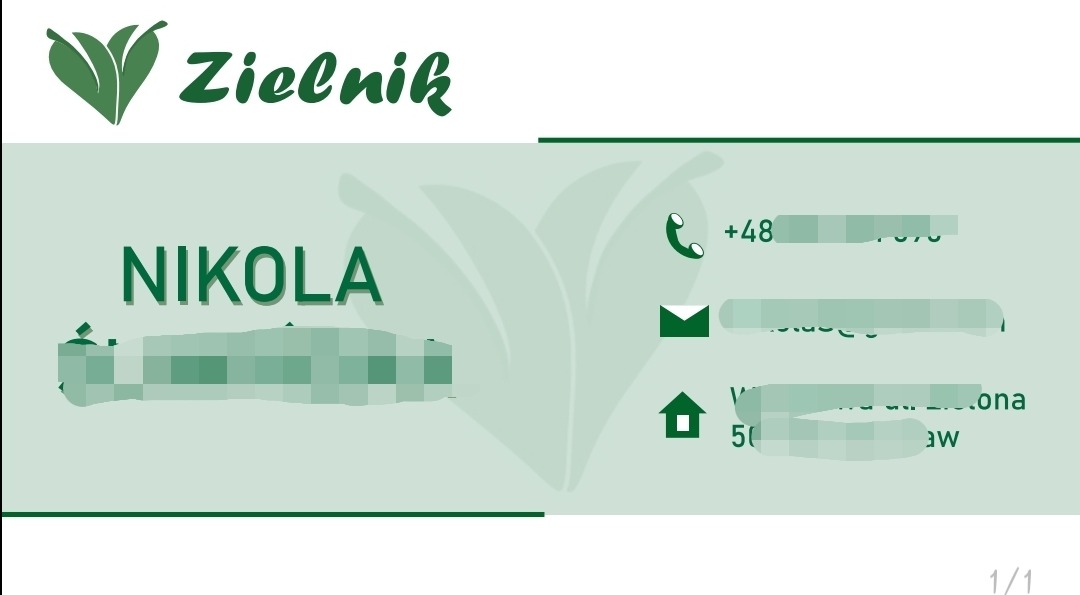 Przykładowy projekt wizytówki z logo