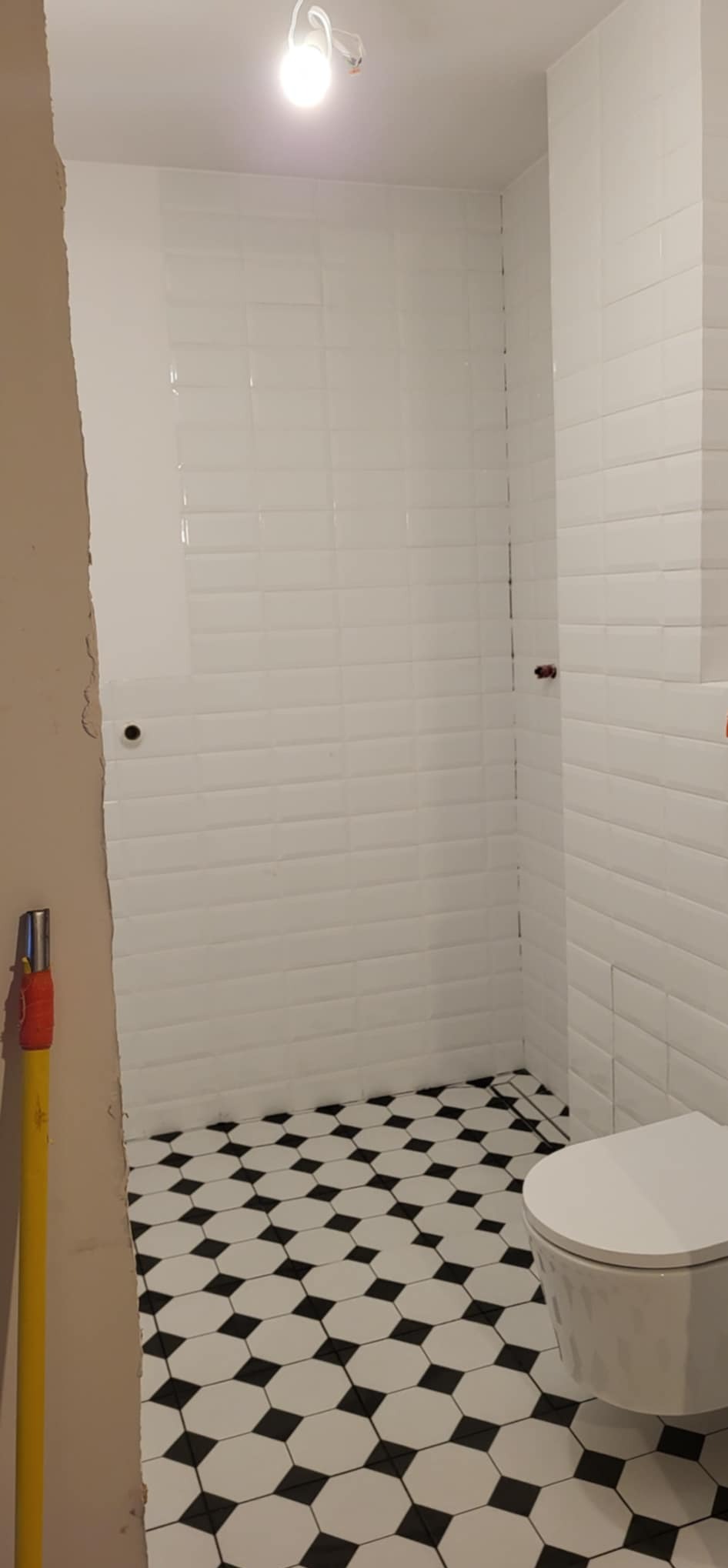 Ułożone płytki i obsadzony kibel