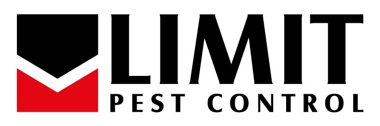 Logo firmy Limit Pest Control: czarno-czerwony symbol graficzny i napis 'LIMIT PEST CONTROL' czcionką bezszeryfową na białym tle.