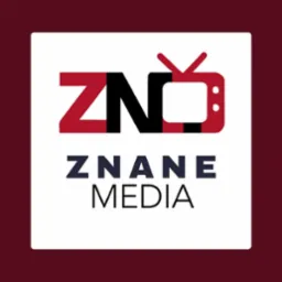 Logo Znane Media: czerwono-czarny napis 'ZN' z symbolem telewizora, poniżej 'ZNANE MEDIA' na białym tle z bordową obwódką.