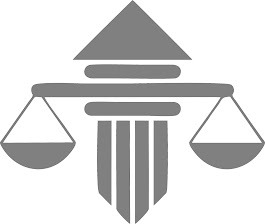 Symbol sprawiedliwości: waga na tle kolumn, szary, minimalistyczny design, centralne ujęcie, subtelne cieniowanie, sugeruje usługi prawne.