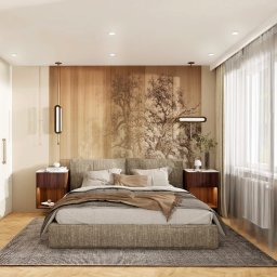 Fragment projektu mieszkania w gdańskim Garnizonie. Sypialnia z duszą