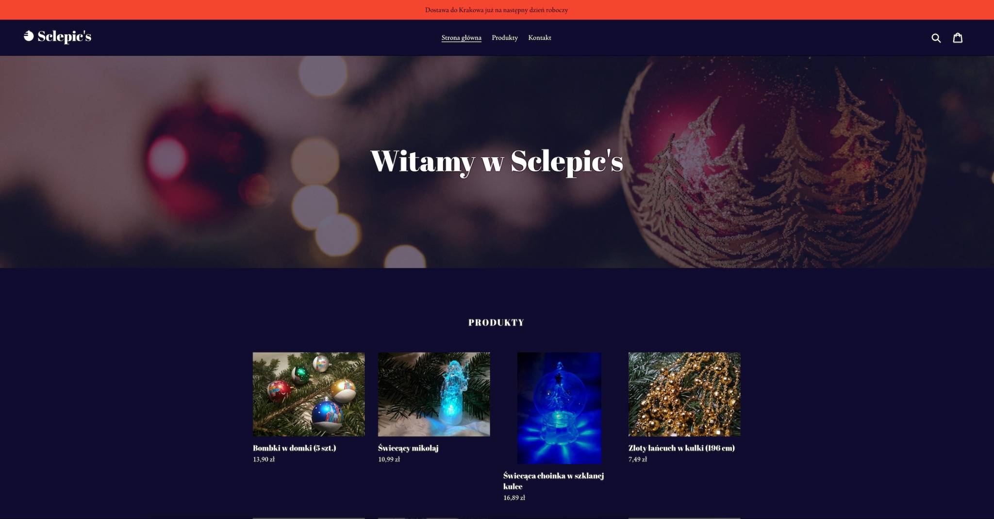 Sklep z ozdobami choinkowymi