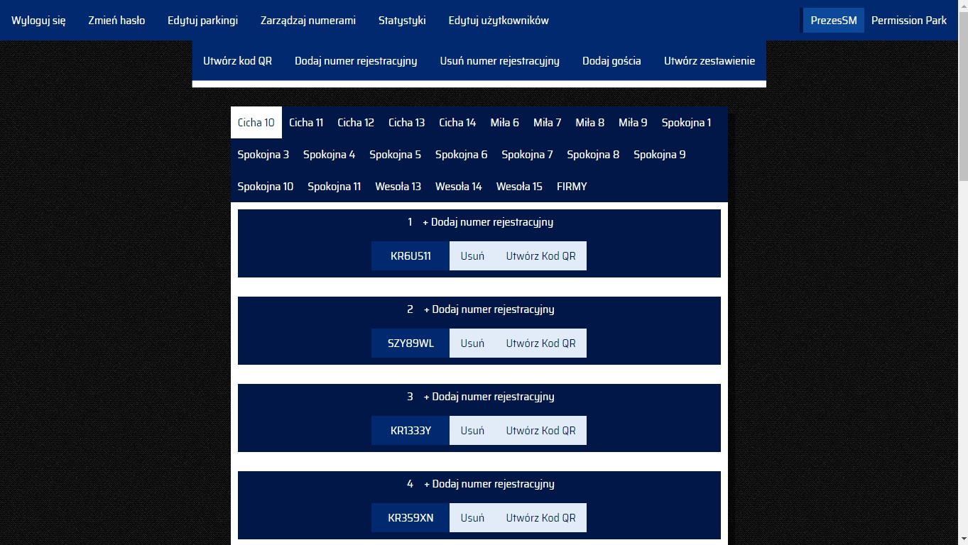 Aplikacja zarządzająca pojazdami i ich identyfikatorami parkingowymi