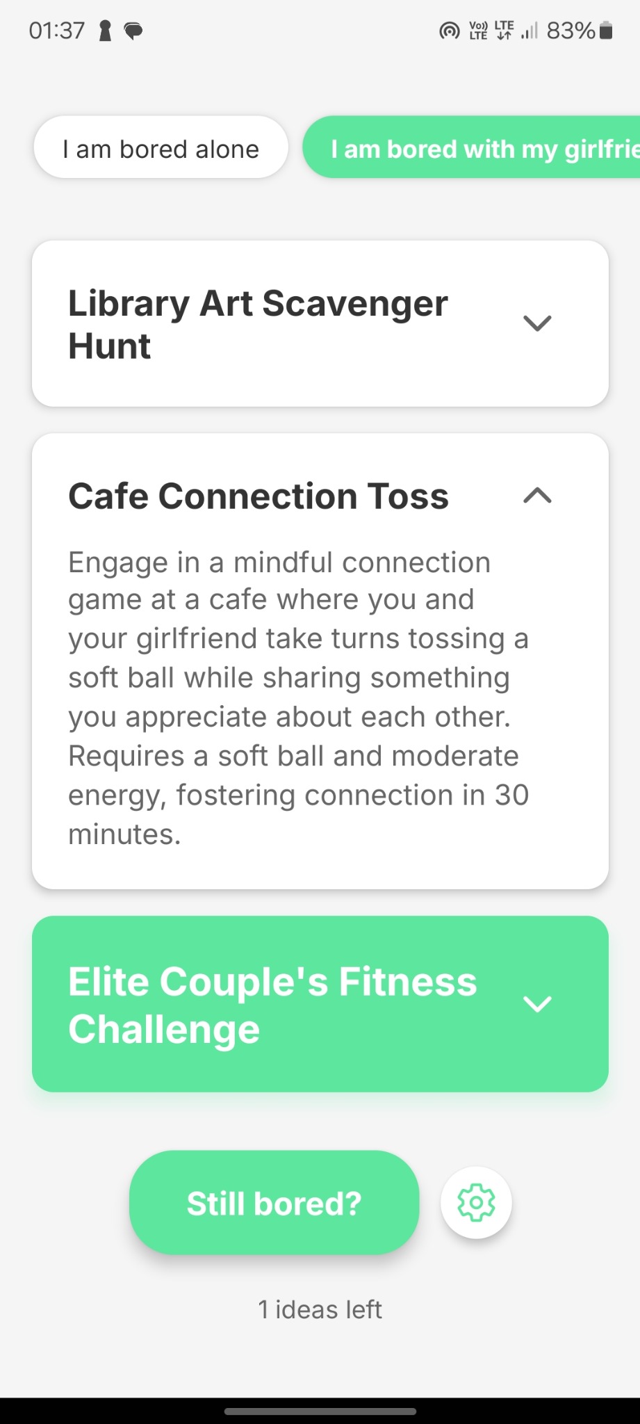 Aplikacja pozwalająca generować pomysły na nudę