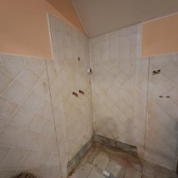 Wymiana kabiny i położenie nowych płytek w strefie brodzika. Malowanie calisci na biało.Prace wykonywane październik 2025.