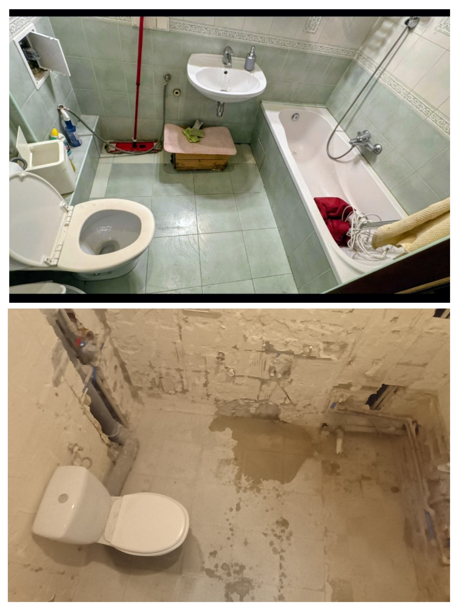 Skuwanie płytek w łazience z wywozem gruzu