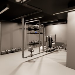 Model 3D instalacji sanitarnych wykonany w programie revit